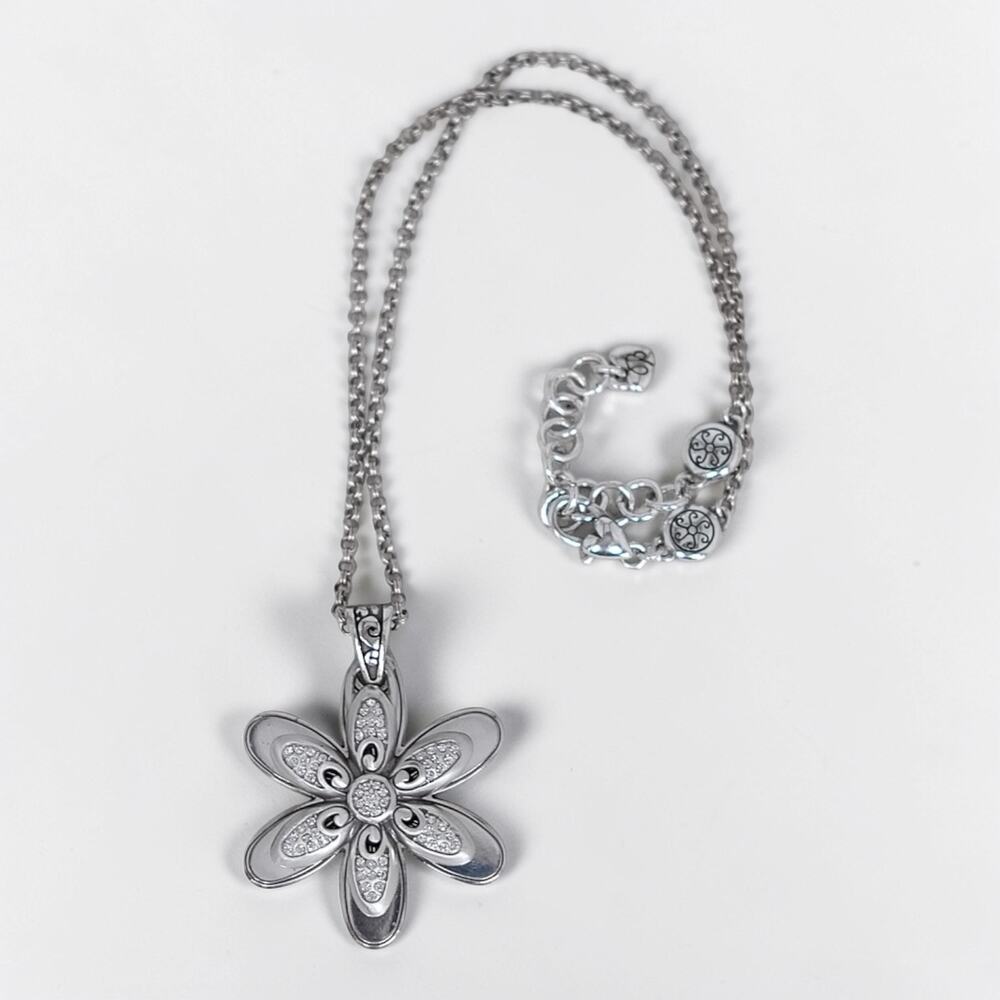 Brighton Dazzle Bloom Twin Daisy Pendant Necklace Crystal Floral Garden Retired - Picture 3 of 6